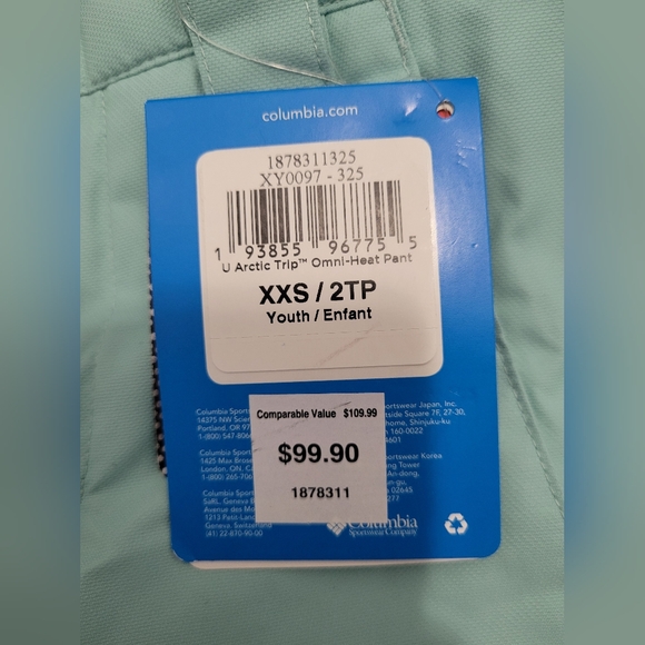 NWT Kids Columbia Omni-heat snow pants, 4-5, XXS - Picture 5 of 6